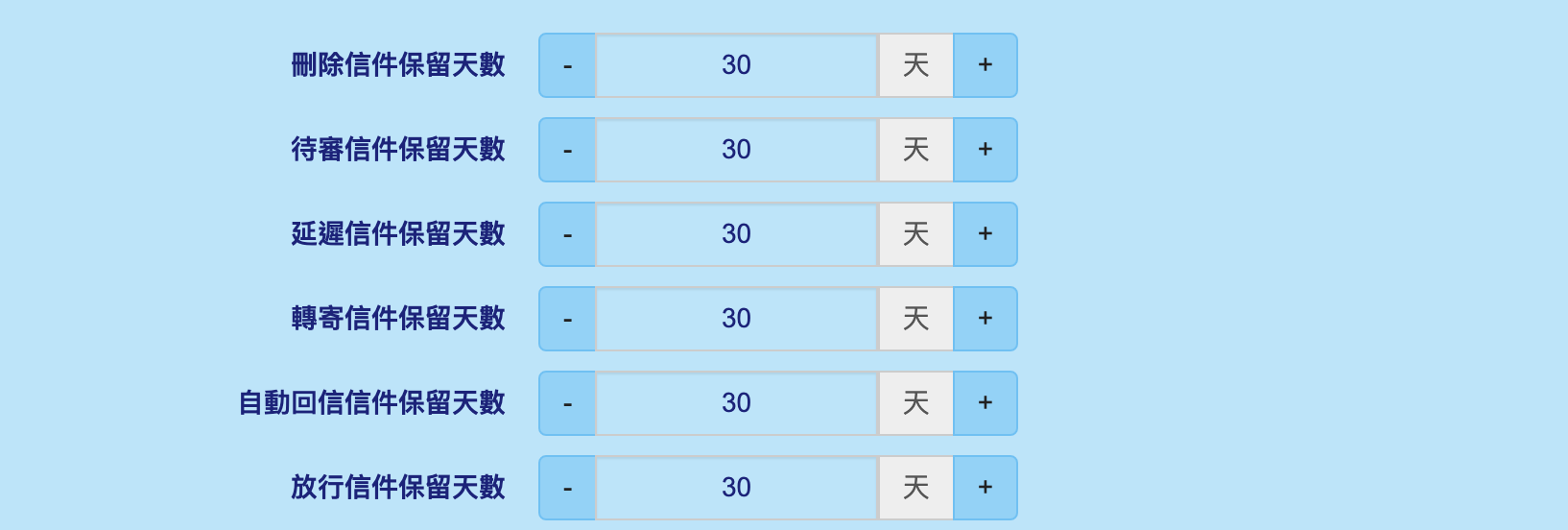 郵件過濾器可以讓系統管理員制定過濾規則 ,進行信件的審核,延遲,刪除,轉寄及自動回覆 , 定製規則可到條件設定進行設置